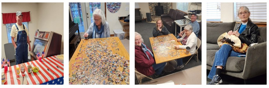Members doing puzzles
